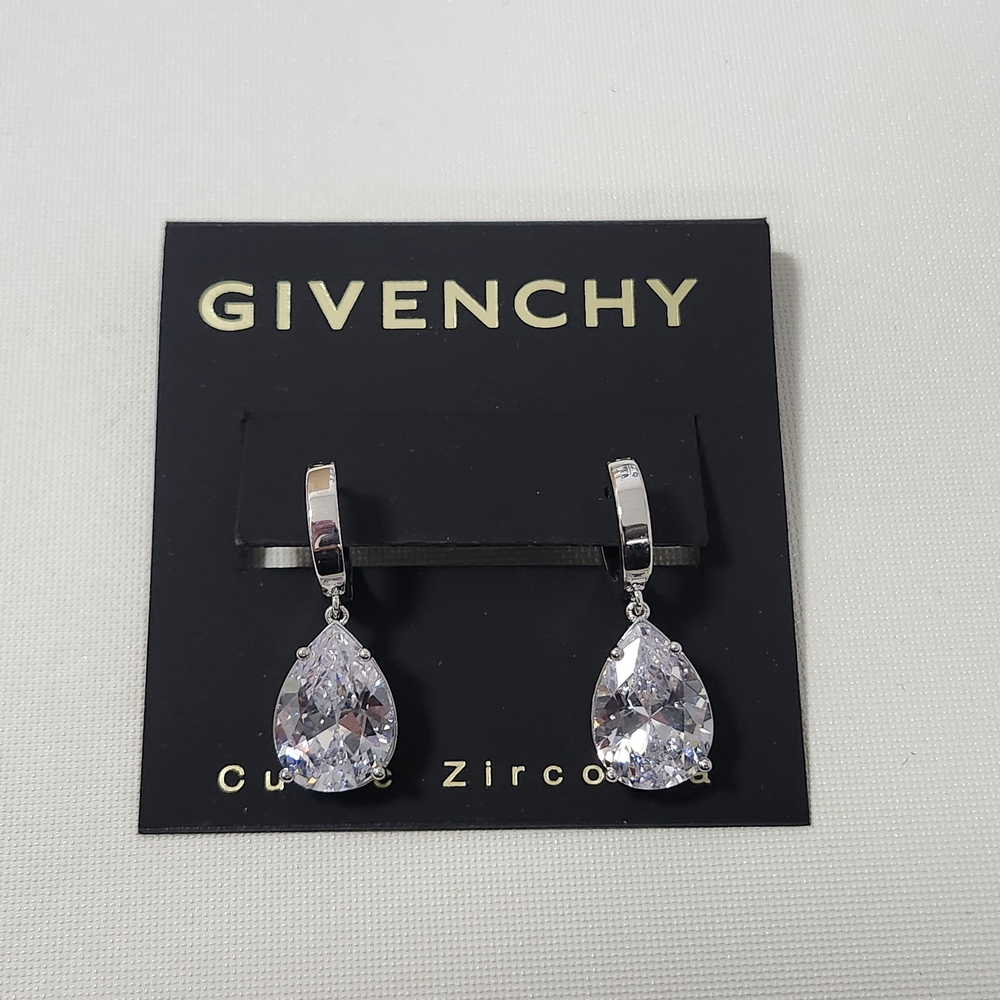 NWT Givenchy Silver-Tone Crystal Hoop Drop Earrings
